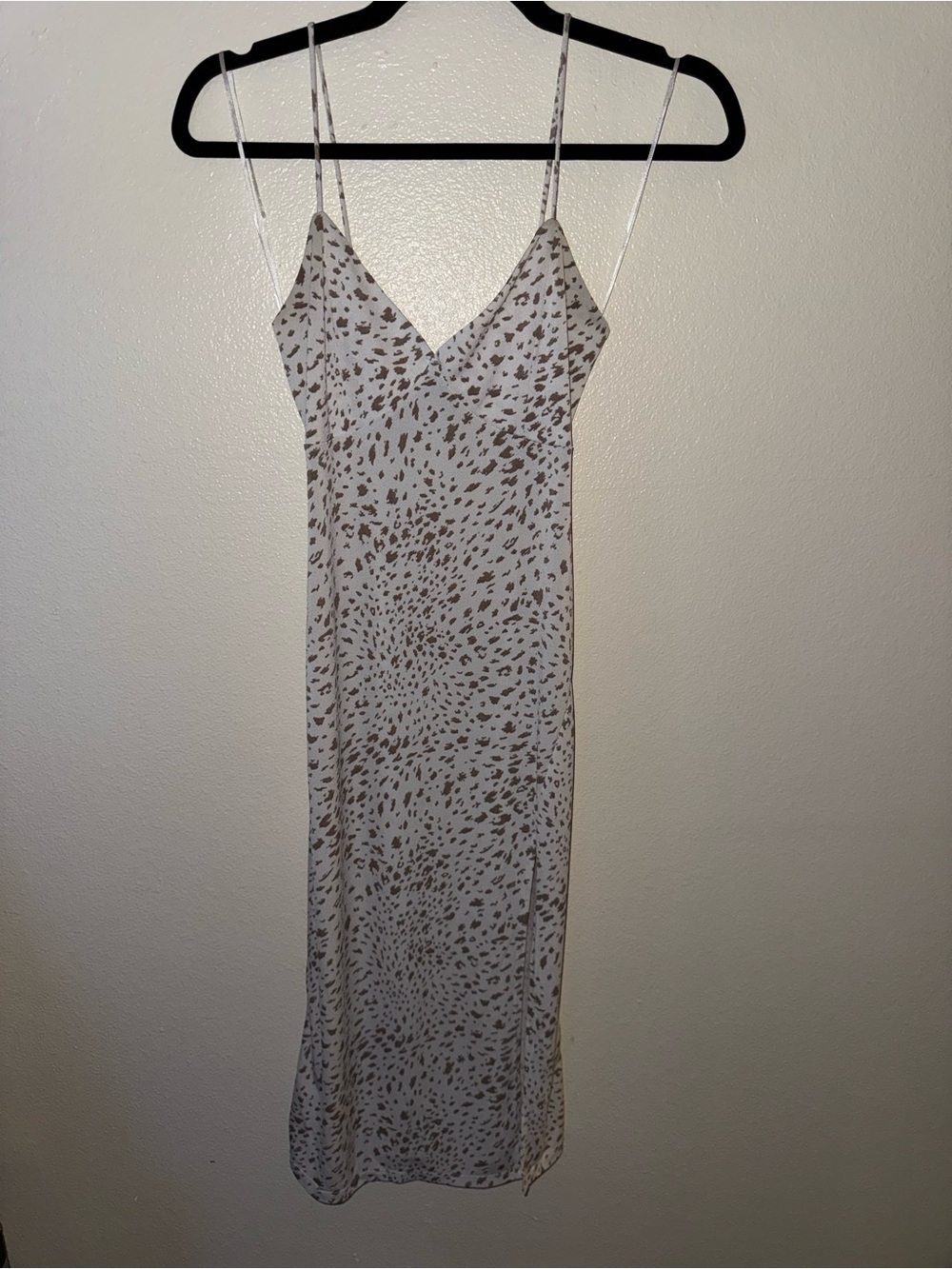 Windsor Cream Midi Slip Dress with Brown Animal Print